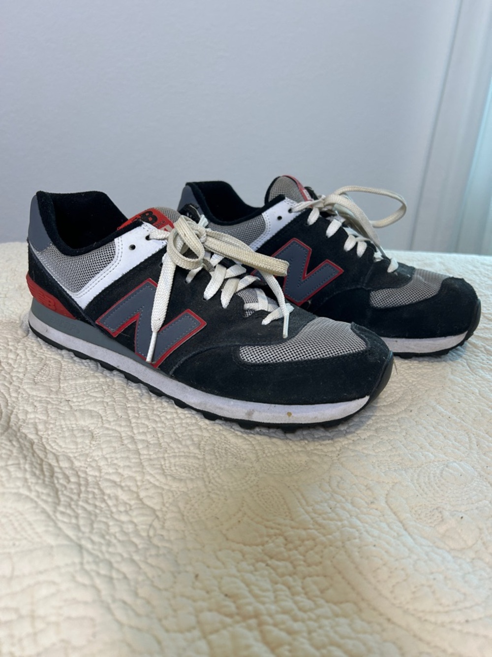 New Balance Black, Gray & Red Men’s Running Sneakers